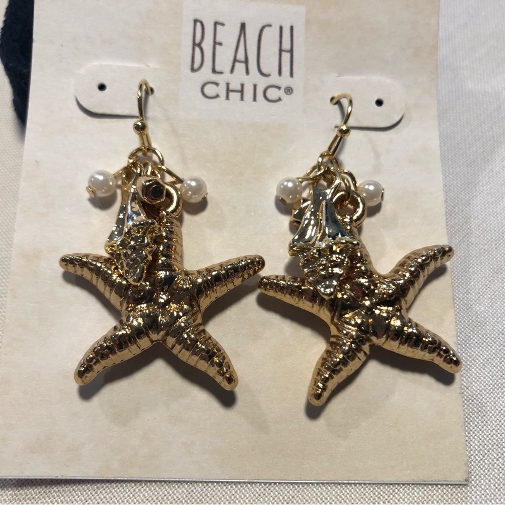 New Beach Chic starfish/shells earrings